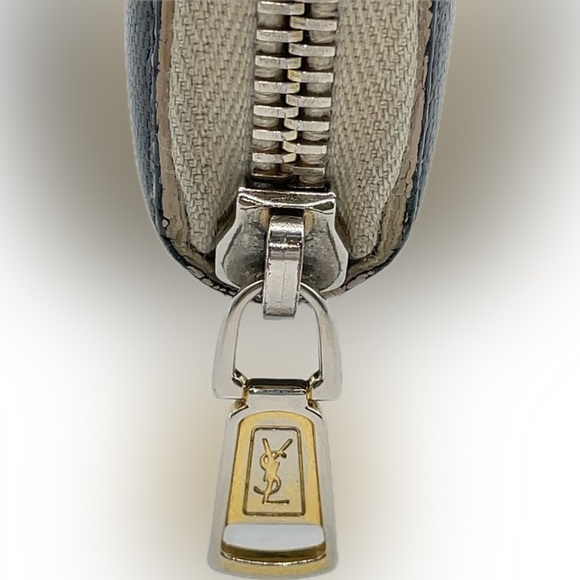 Yves Saint Laurent YSL Black Patent Leather Wallet White Accents & Box Rare - Picture 5 of 15